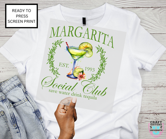 Margarita Social Club Clear Film Full Color Screen Print Transfer